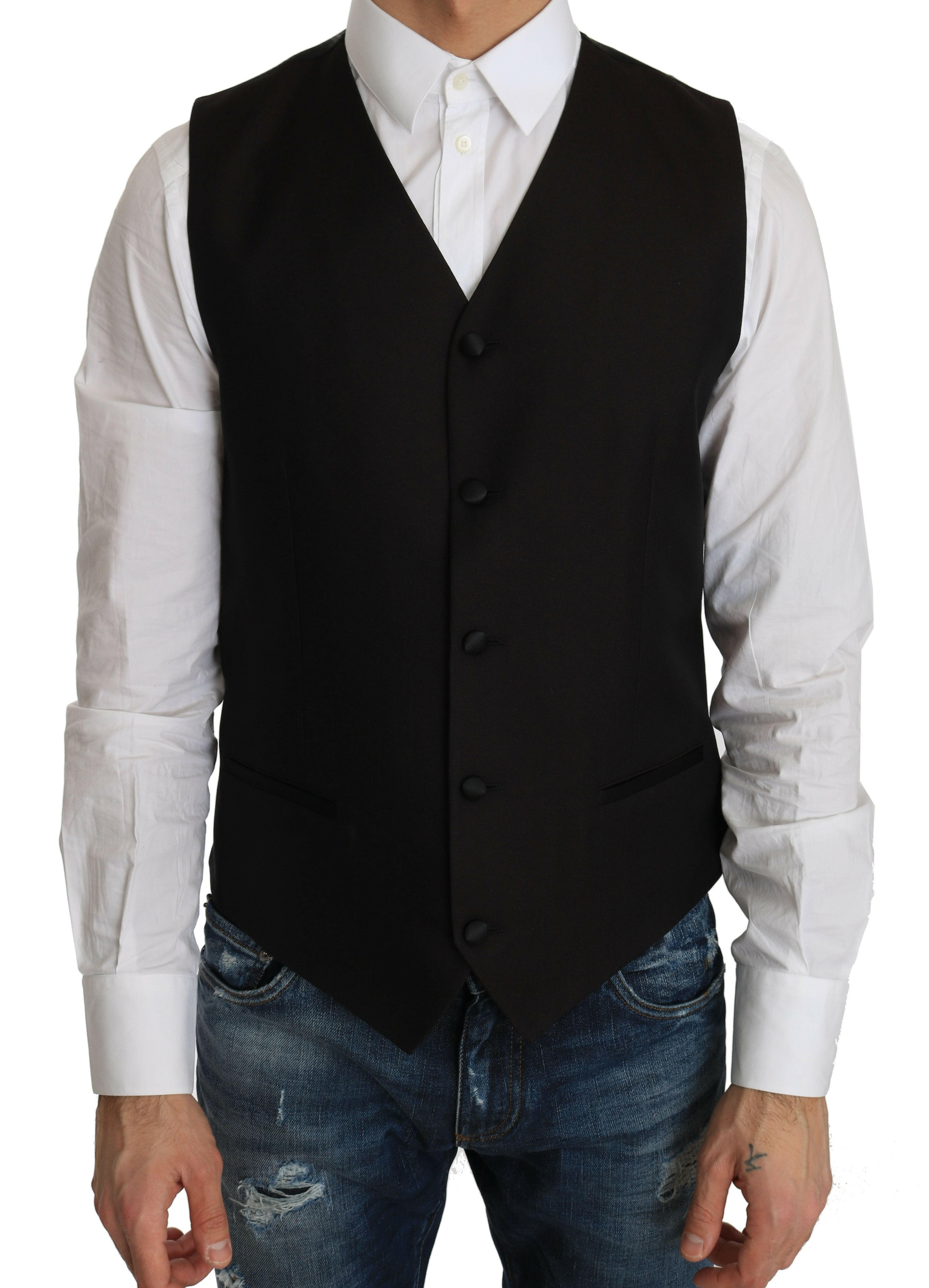 Dolce & Gabbana Black Silk Dress Waistcoat -  Vests for Men Suits -  Dolce & Gabbana.