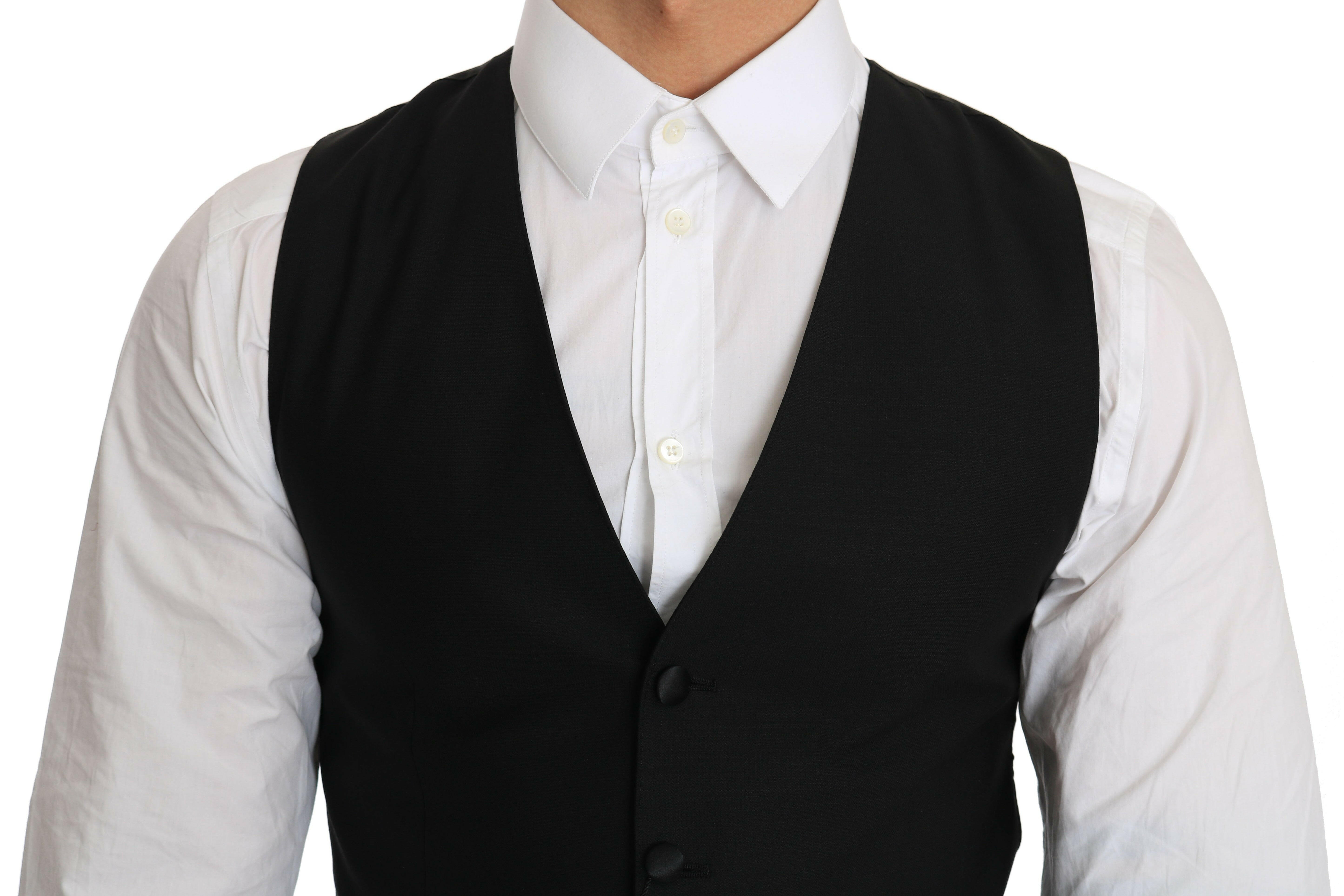 Dolce & Gabbana Black Wool Dress Waistcoat -  Vests for Men Suits -  Dolce & Gabbana.