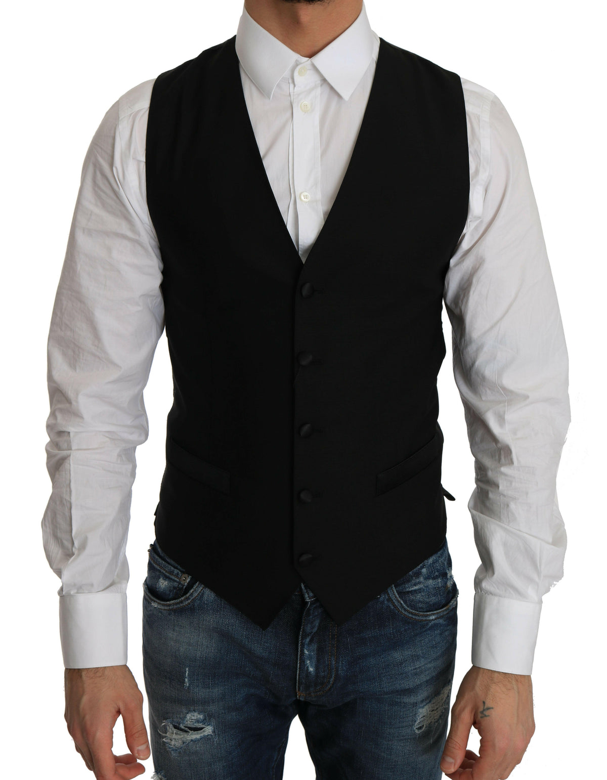 Dolce & Gabbana Black Wool Dress Waistcoat -  Vests for Men Suits -  Dolce & Gabbana.