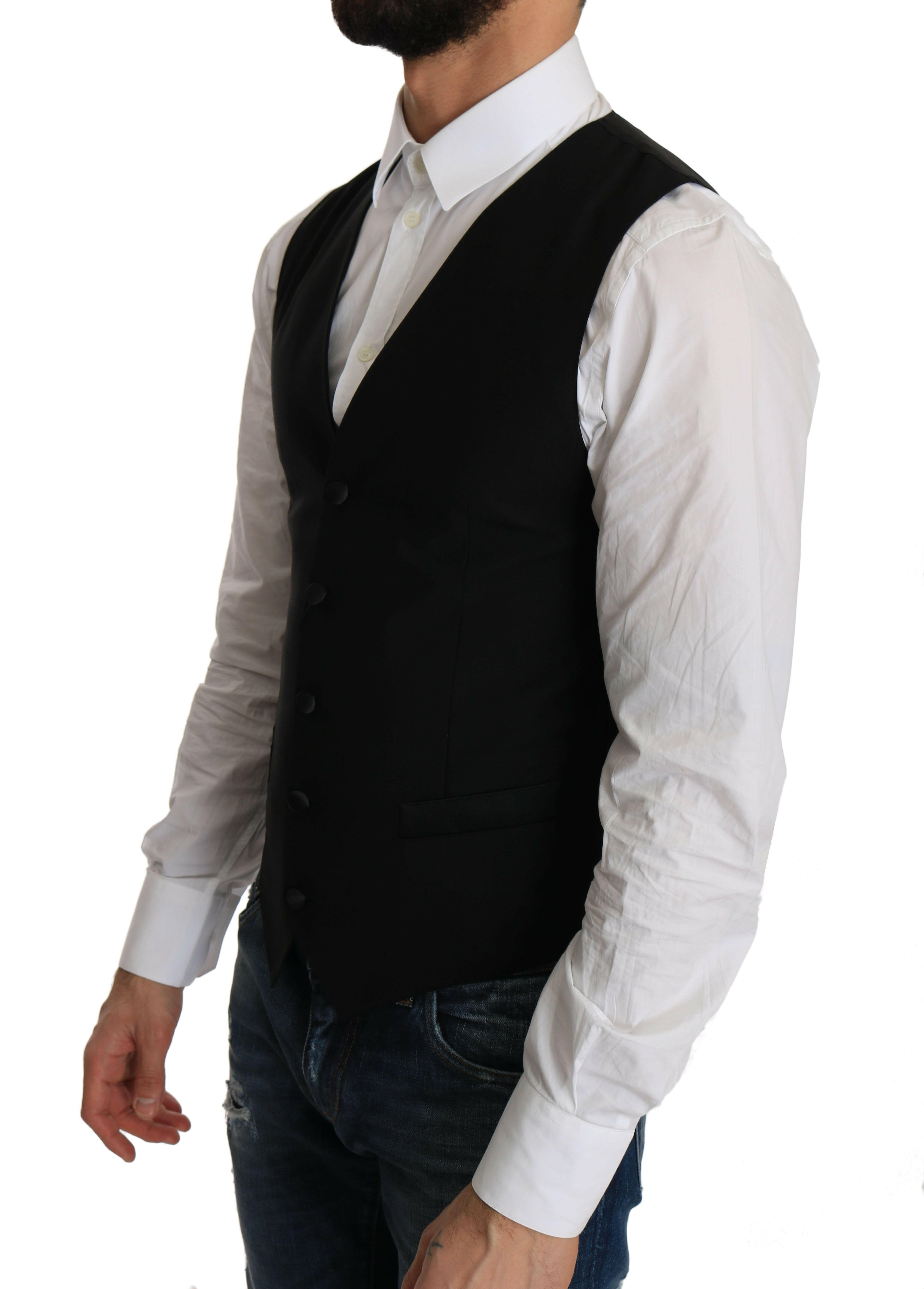 Dolce & Gabbana Black Wool Dress Waistcoat -  Vests for Men Suits -  Dolce & Gabbana.