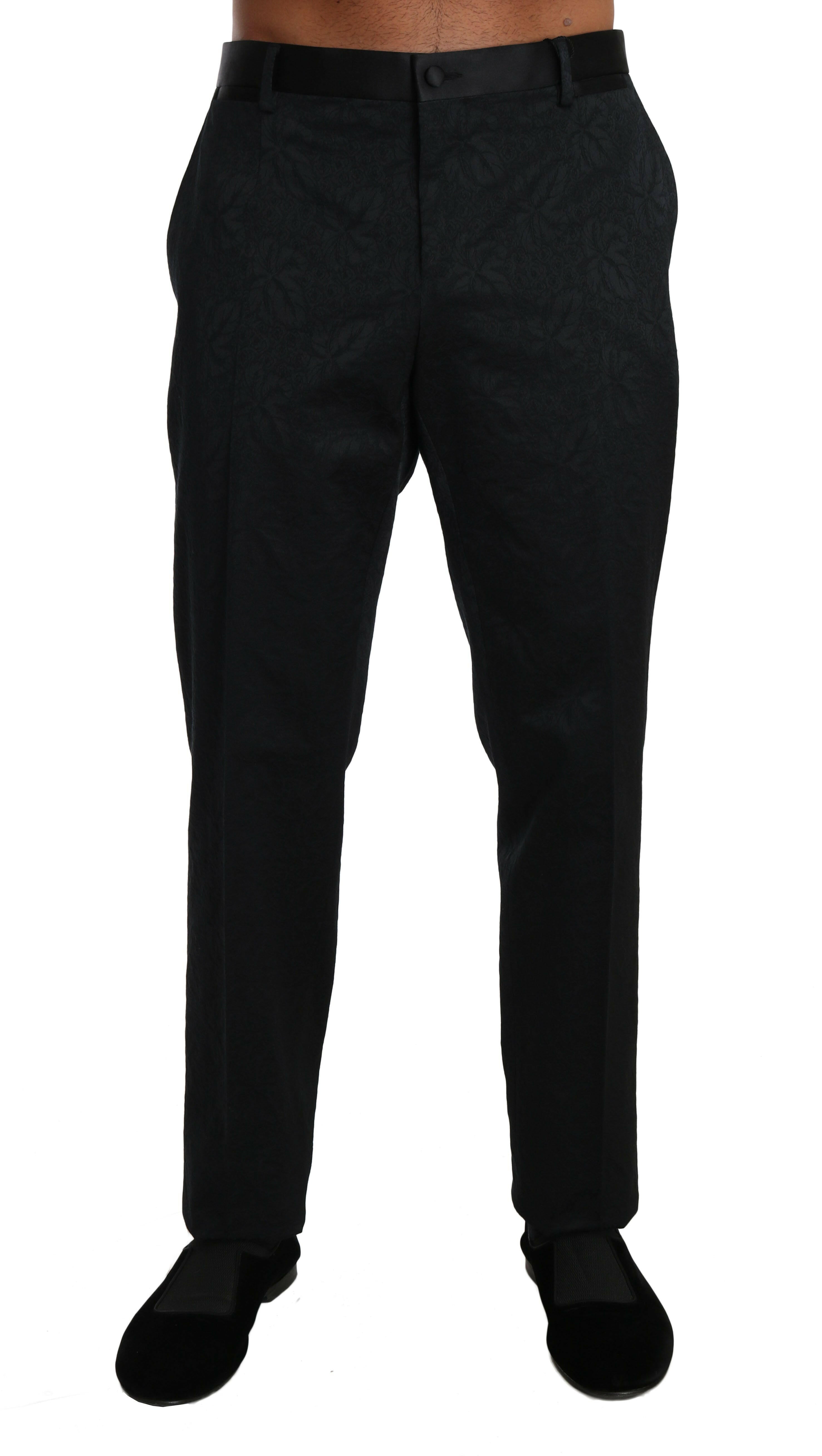 Dolce & Gabbana Black Cotton Brocade Formal Trousers Pants -   -  Dolce & Gabbana.