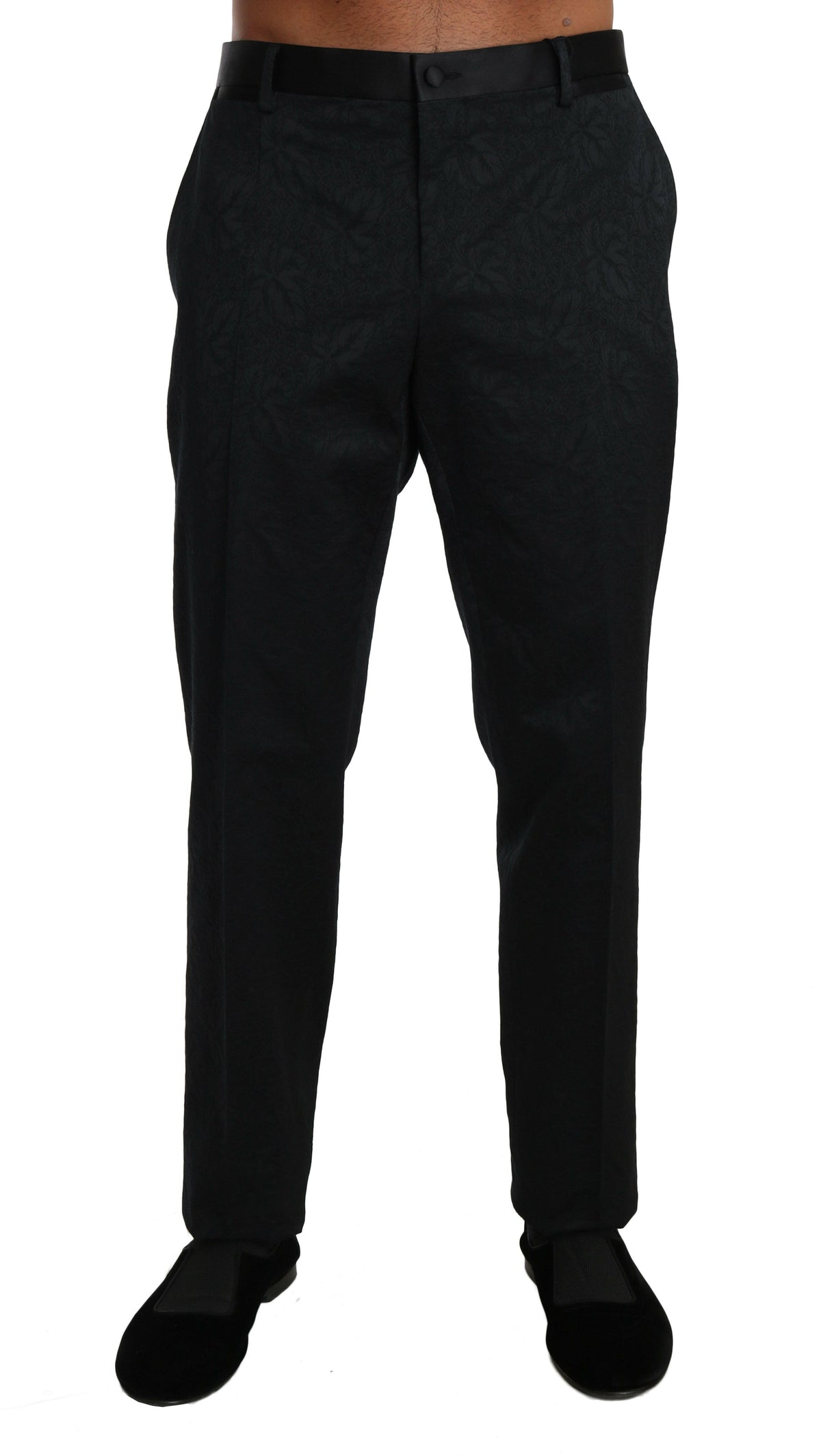 Dolce & Gabbana Black Cotton Brocade Formal Trousers Pants -   -  Dolce & Gabbana.