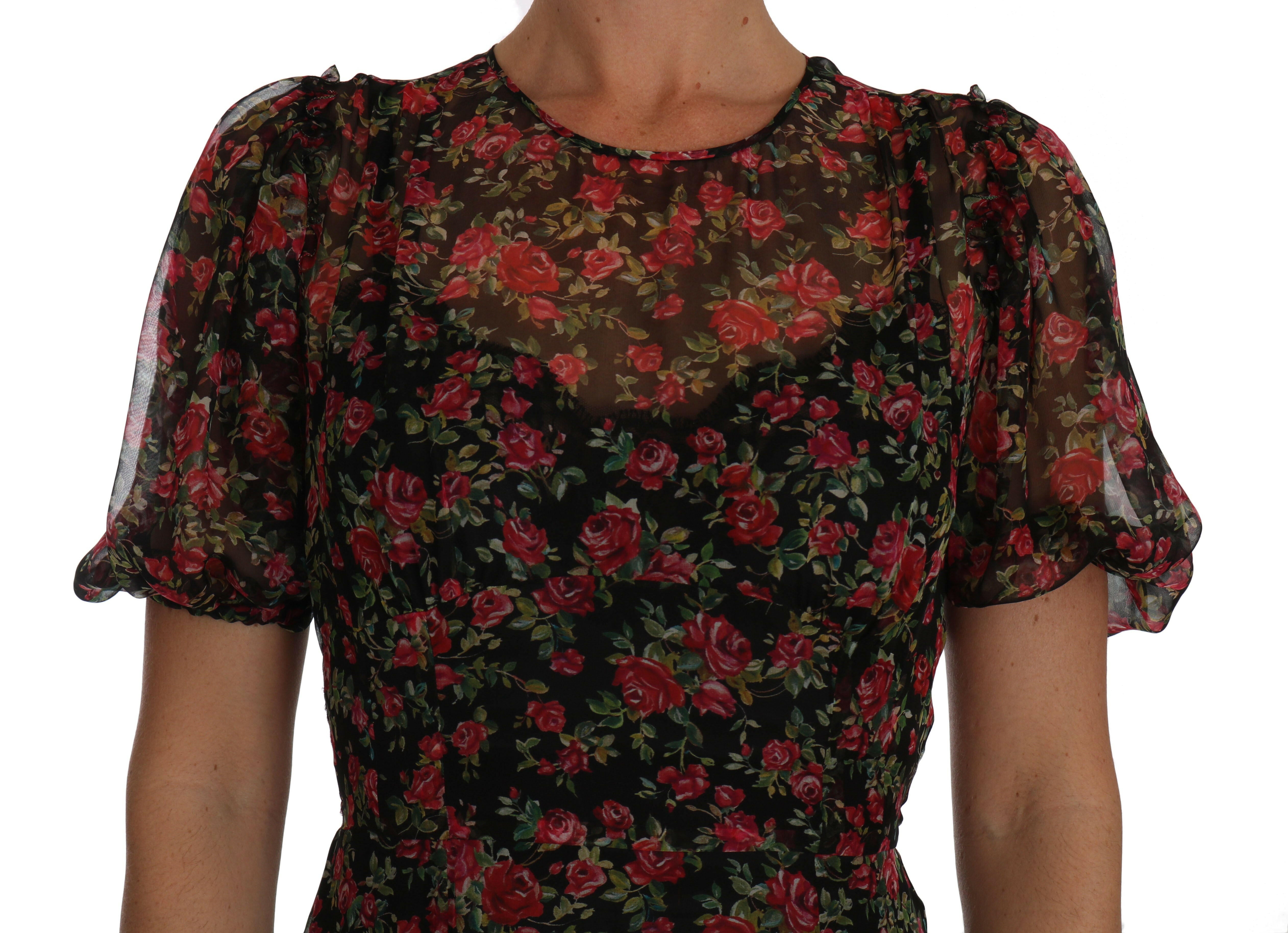 Dolce & Gabbana Black Floral Roses A-Line Shift Gown -   -  Dolce & Gabbana.