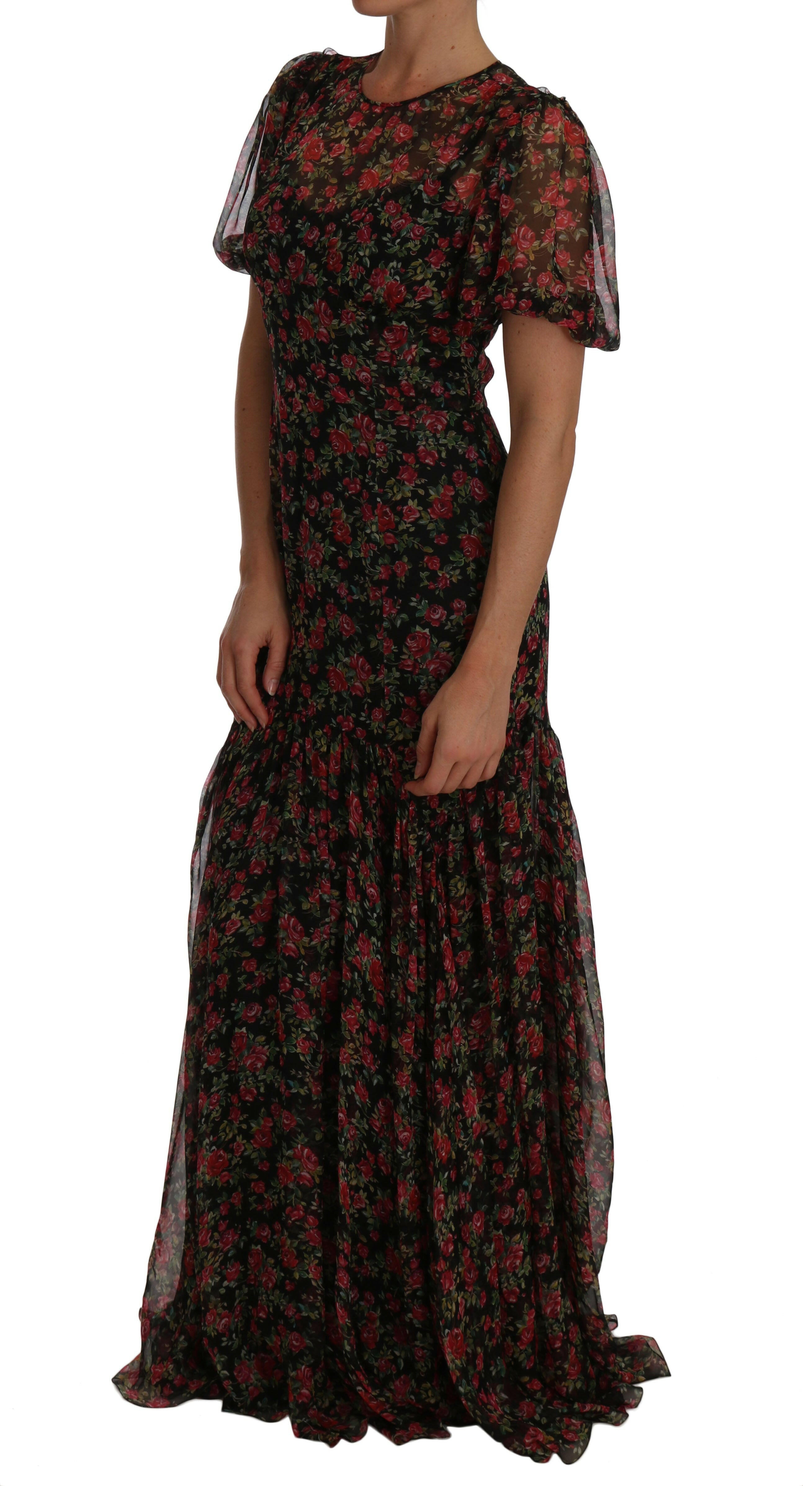 Dolce & Gabbana Black Floral Roses A-Line Shift Gown -   -  Dolce & Gabbana.