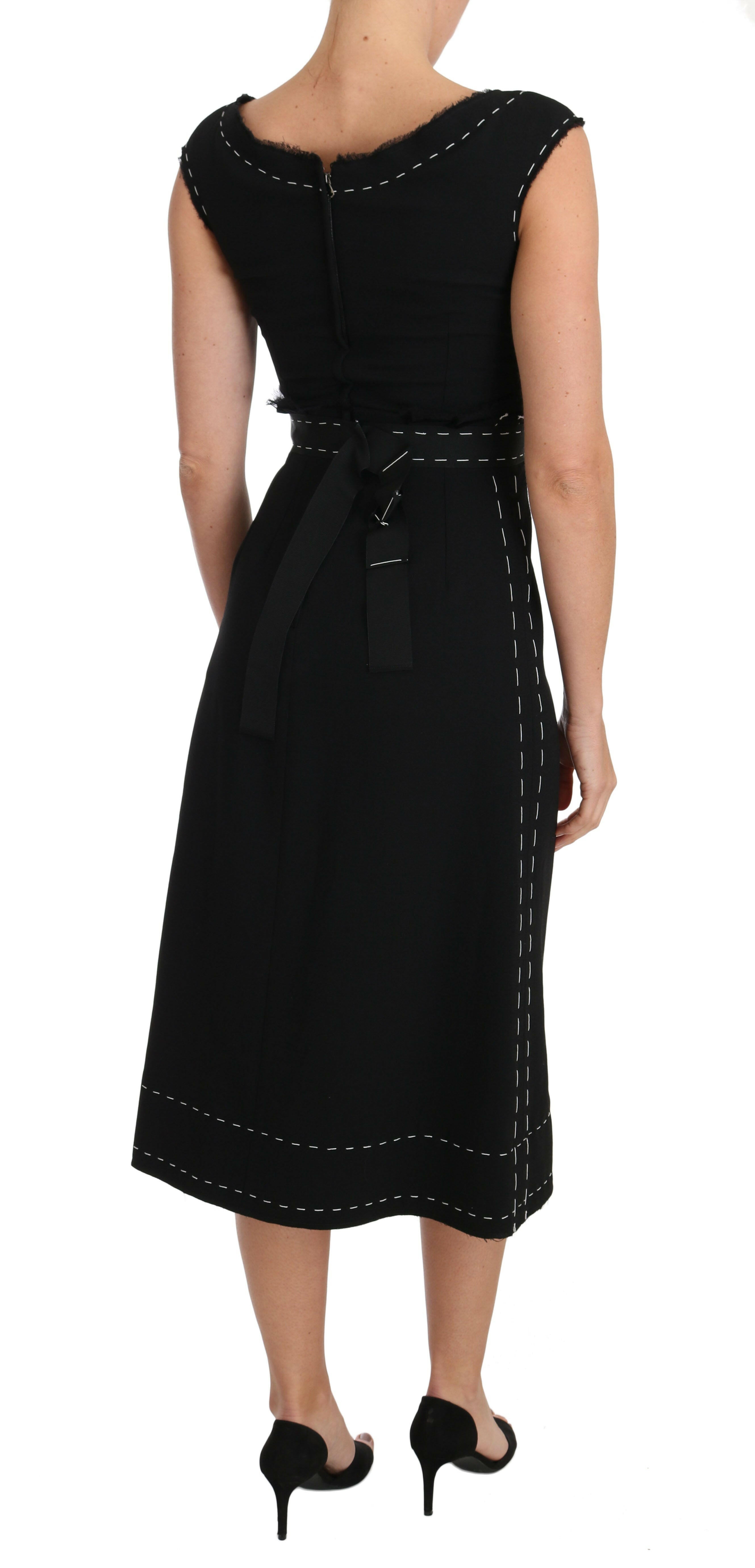 Dolce & Gabbana Black Wool Stretch A-line Sheath Dress -   -  Dolce & Gabbana.
