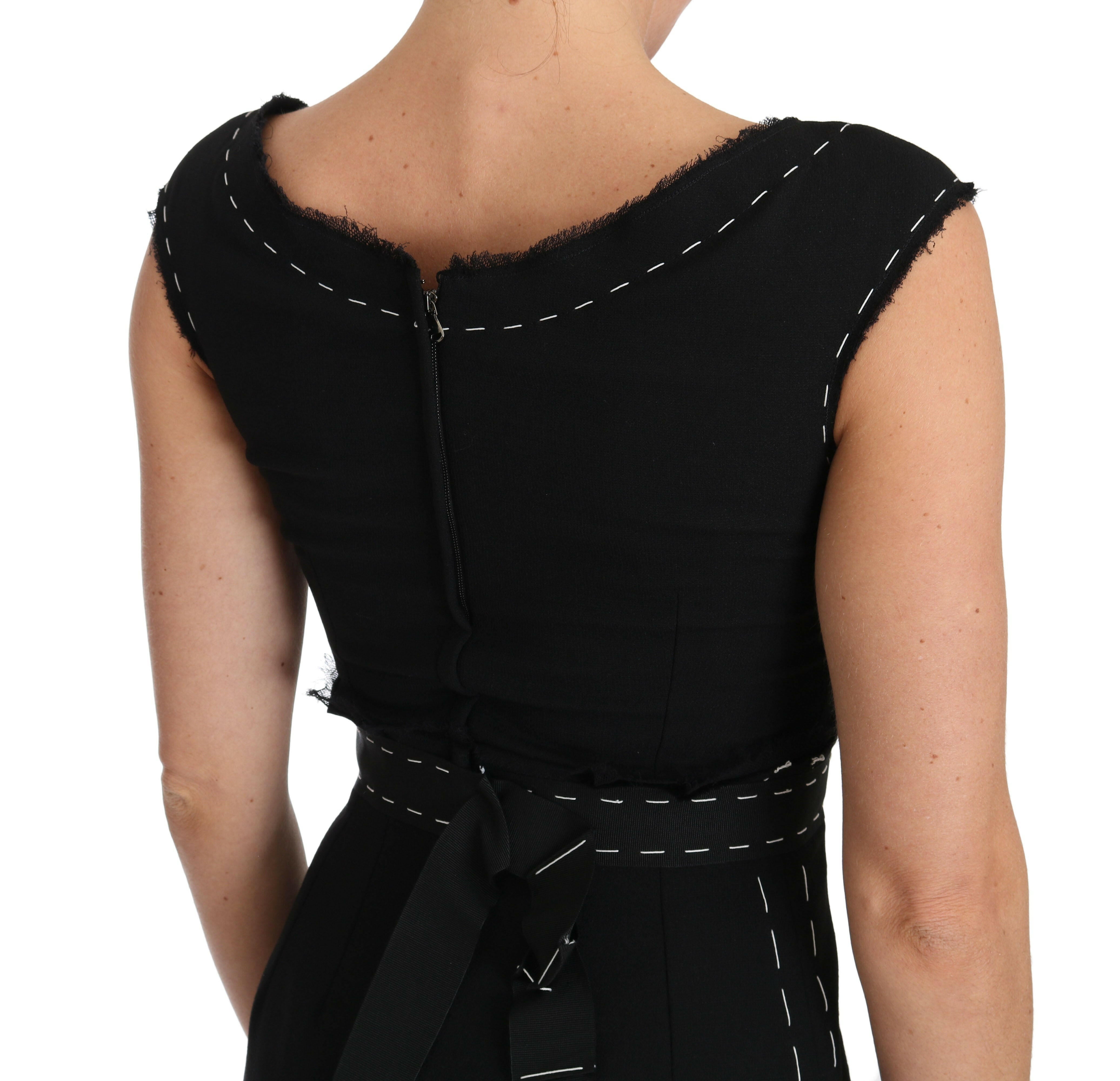Dolce & Gabbana Black Wool Stretch A-line Sheath Dress -   -  Dolce & Gabbana.