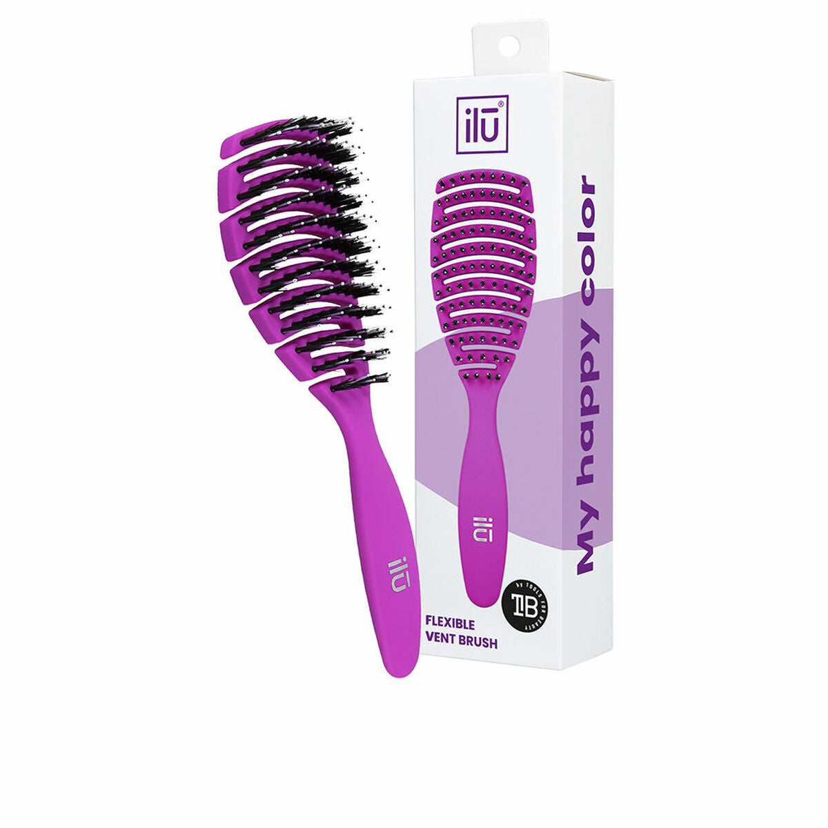 Detangling Hairbrush Ilū Flexible Vent Purple -  Beauty, Hair care -  Ilū.