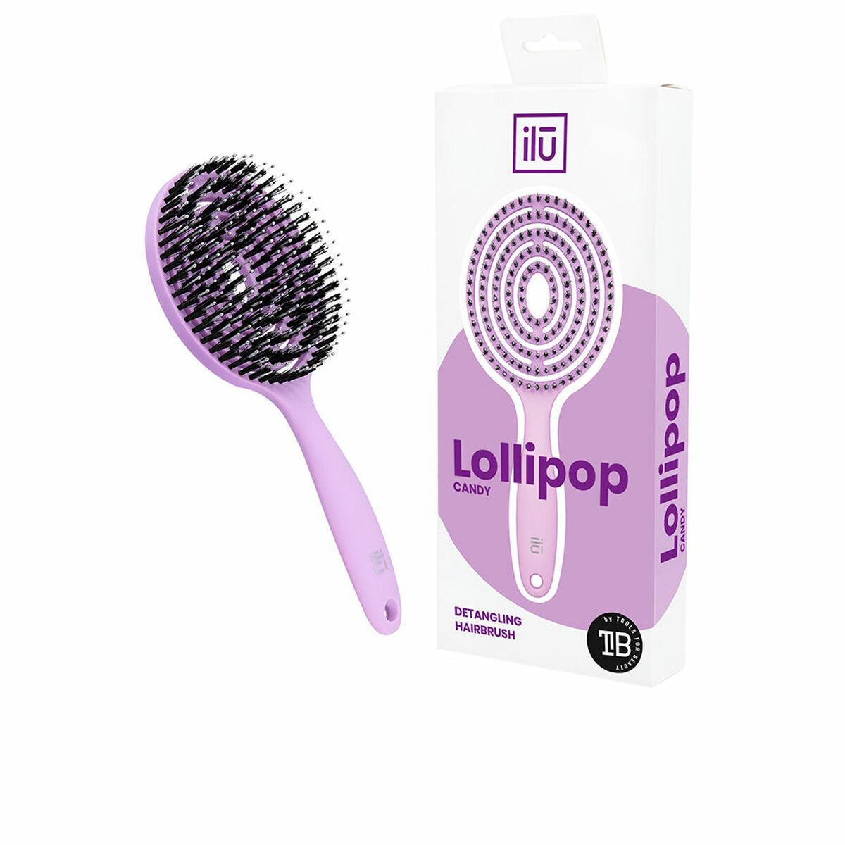 Detangling Hairbrush Ilū Lollipop Purple -  Beauty, Hair care -  Ilū.