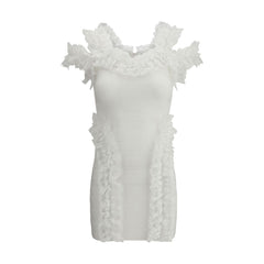 Self-Portrait Knit Ruffle mini Dress -   -  Self-Portrait.