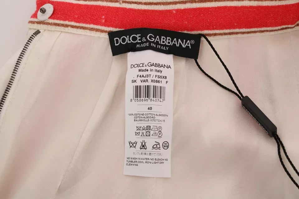 Dolce & Gabbana Multicolor Portofino Stripes Cotton Midi Skirt -   -  Dolce & Gabbana.