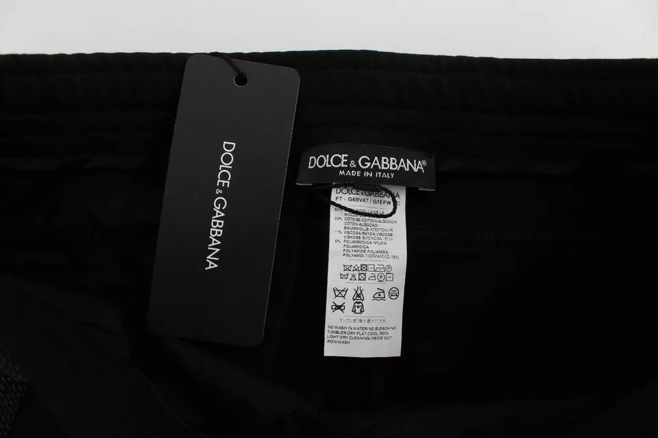Dolce & Gabbana Black Gray Wool Casual Trousers Stripe Pants -   -  Dolce & Gabbana.