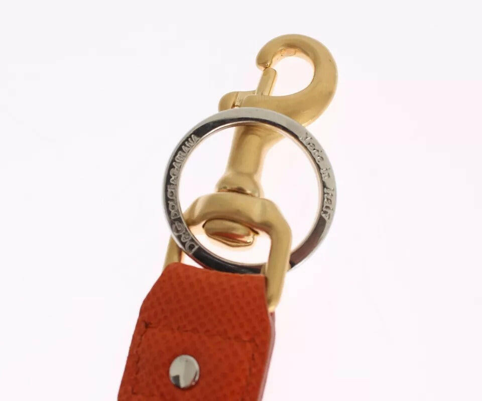 Dolce & Gabbana Brown Gold Raffia Leather Clasp Finder Chain Keyring -   -  Dolce & Gabbana.