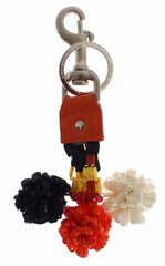 Dolce & Gabbana Silver Brown Raffia Leather Clasp Finder Chain Keyring -   -  Dolce & Gabbana.