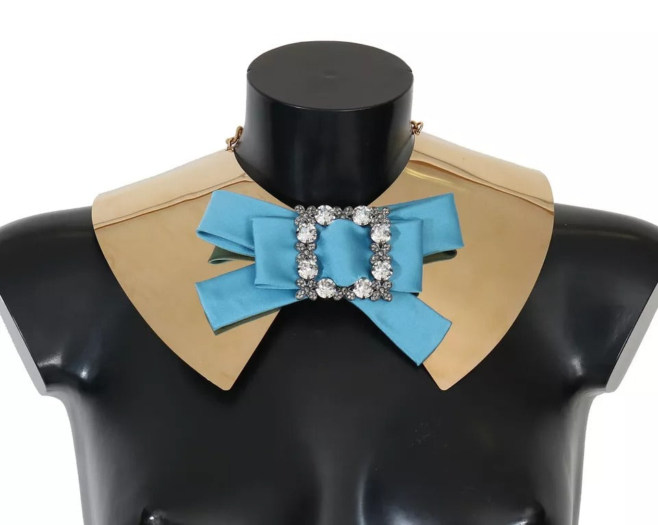 Dolce & Gabbana Gold Bow Crystal Embellished Runway Collar Necklace -   -  Dolce & Gabbana.