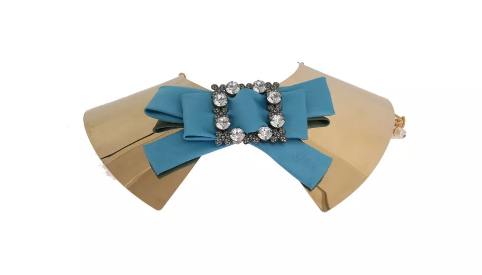 Dolce & Gabbana Gold Bow Crystal Embellished Runway Collar Necklace -   -  Dolce & Gabbana.