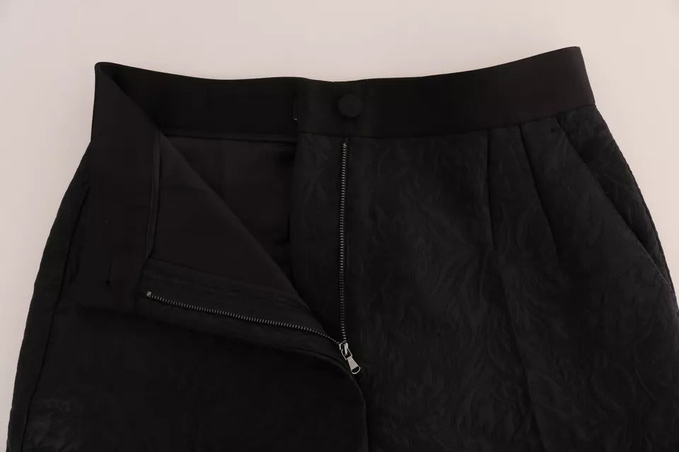 Dolce & Gabbana Black Floral Brocade High Waist Pants -   -  Dolce & Gabbana.