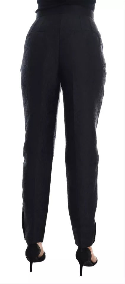 Dolce & Gabbana Black Floral Brocade High Waist Pants -   -  Dolce & Gabbana.