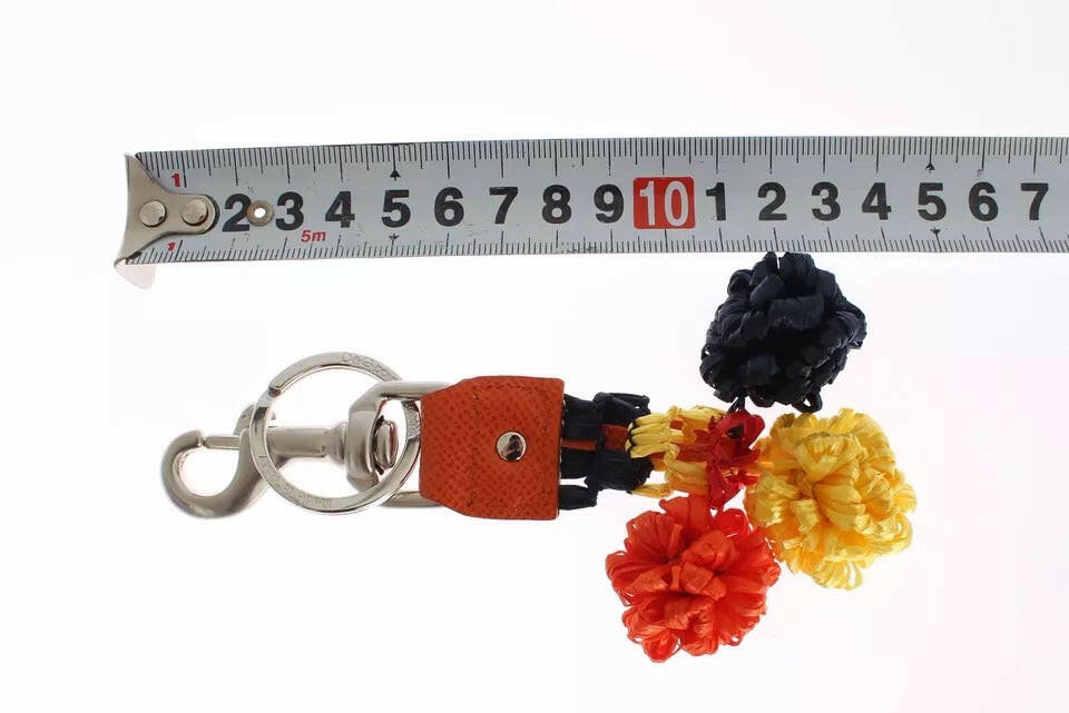 Dolce & Gabbana Red Yellow Raffia Leather Clasp Finder Keyring Keychain -   -  Dolce & Gabbana.
