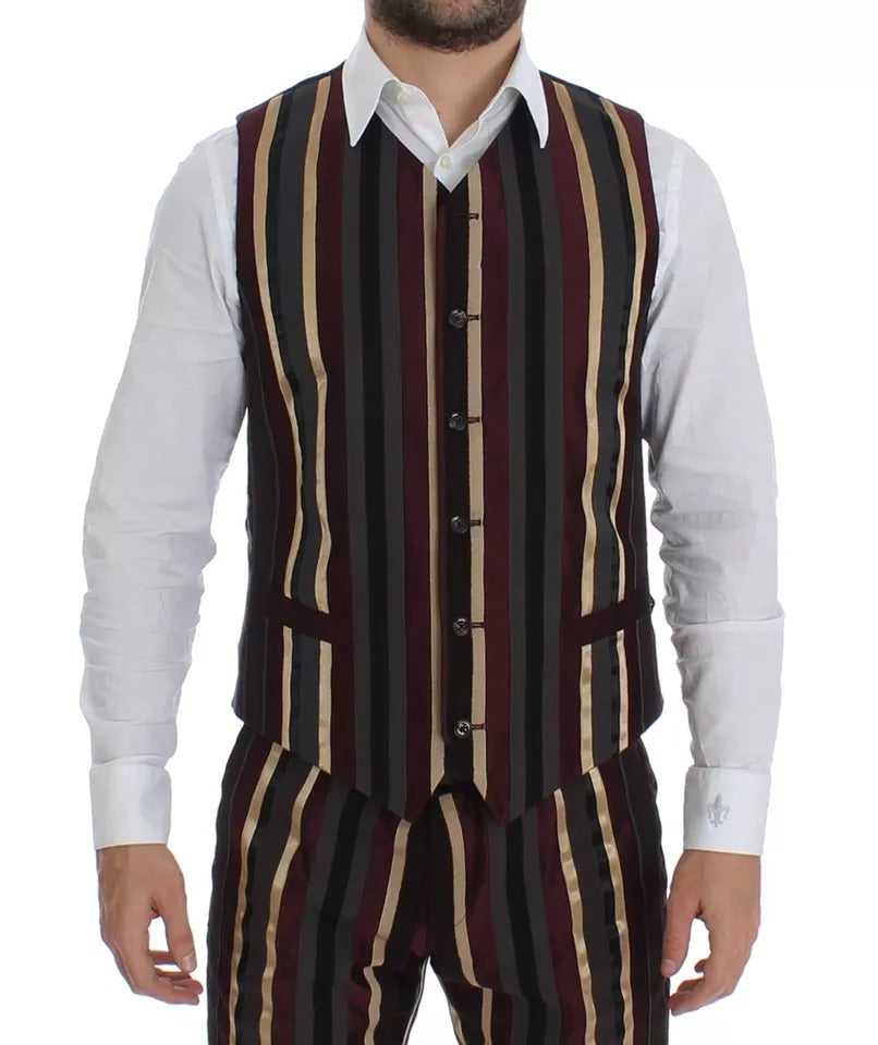 Dolce & Gabbana Multicolor Striped Runway 3 Piece Slim Fit Vest Suit -   -  Dolce & Gabbana.