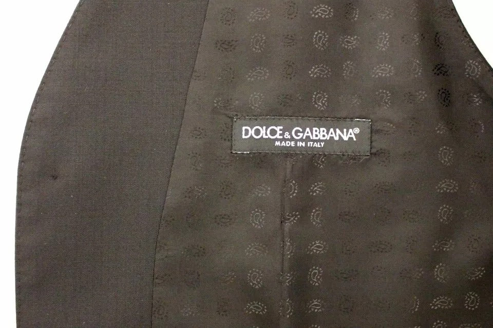 Dolce & Gabbana Black Wool Silk Dress Gilet Jacket Vest -   -  Dolce & Gabbana.