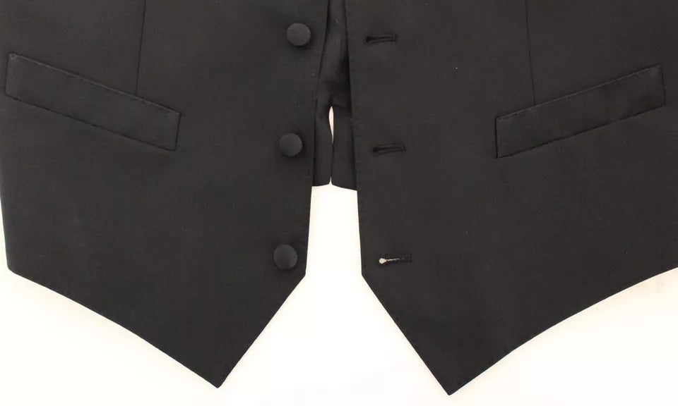 Dolce & Gabbana Black Wool Silk Dress Gilet Jacket Vest -   -  Dolce & Gabbana.