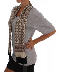 Dolce & Gabbana Gray Cotton Owl Silk Scarf Top T-shirt -   -  Dolce & Gabbana.