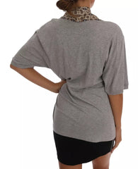 Dolce & Gabbana Gray Cotton Owl Silk Scarf Top T-shirt -   -  Dolce & Gabbana.