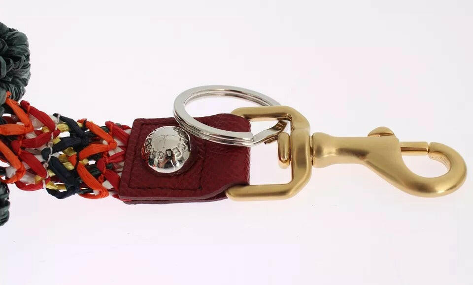 Dolce & Gabbana Multicolor Raffia Leather Clasp Finder Chain Keyring -   -  Dolce & Gabbana.
