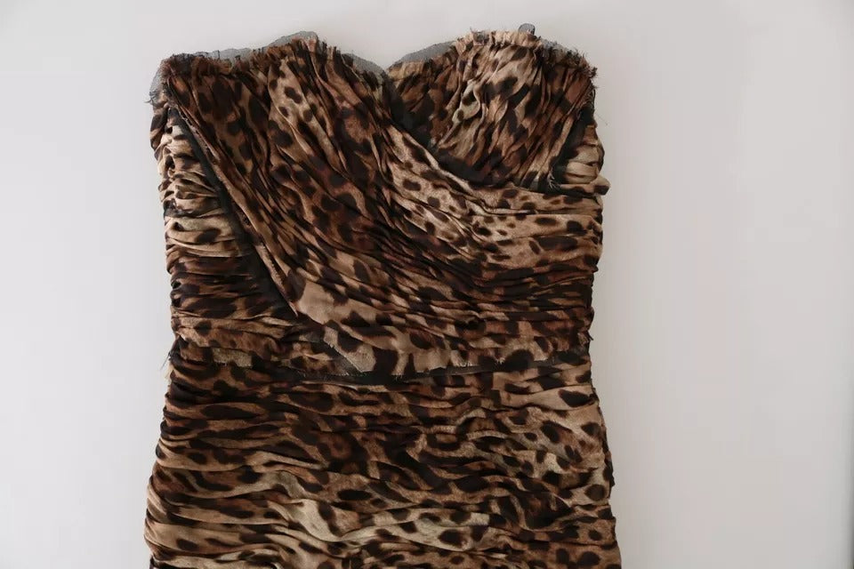Dolce & Gabbana Brown Leopard Silk Chiffon Ruched Mermaid Maxi Dress -   -  Dolce & Gabbana.