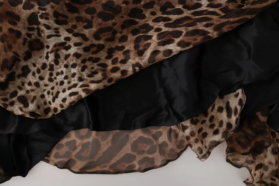 Dolce & Gabbana Brown Leopard Silk Chiffon Ruched Mermaid Maxi Dress -   -  Dolce & Gabbana.