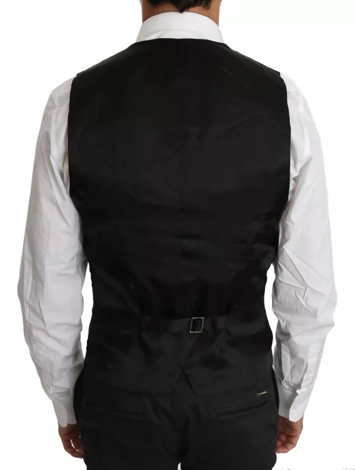Dolce & Gabbana Black Wool Logo Waistcoat Vest -   -  Dolce & Gabbana.