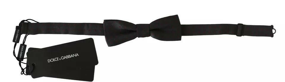 Dolce & Gabbana Gray Dotted Silk Adjustable Neck Bow Tie -  Neckties, Men -  Dolce & Gabbana.