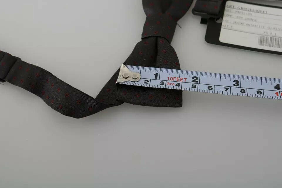 Dolce & Gabbana Gray Dotted Silk Adjustable Neck Bow Tie -  Neckties, Men -  Dolce & Gabbana.