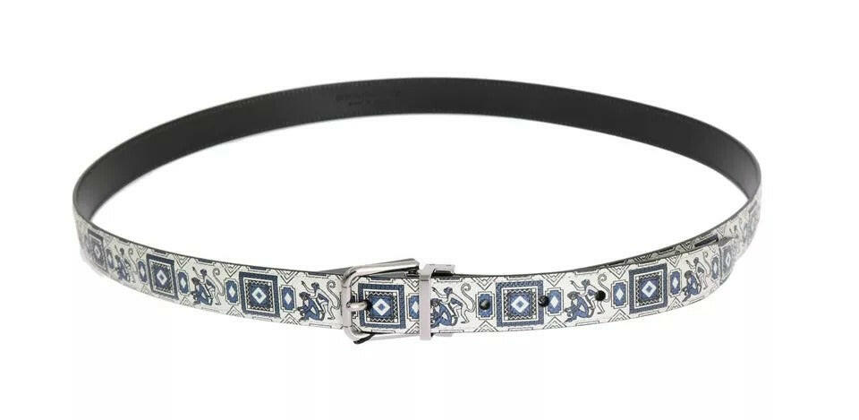 Dolce & Gabbana White Blue Silk Bowtie Leather Belt Gift Box Set -   -  Dolce & Gabbana.