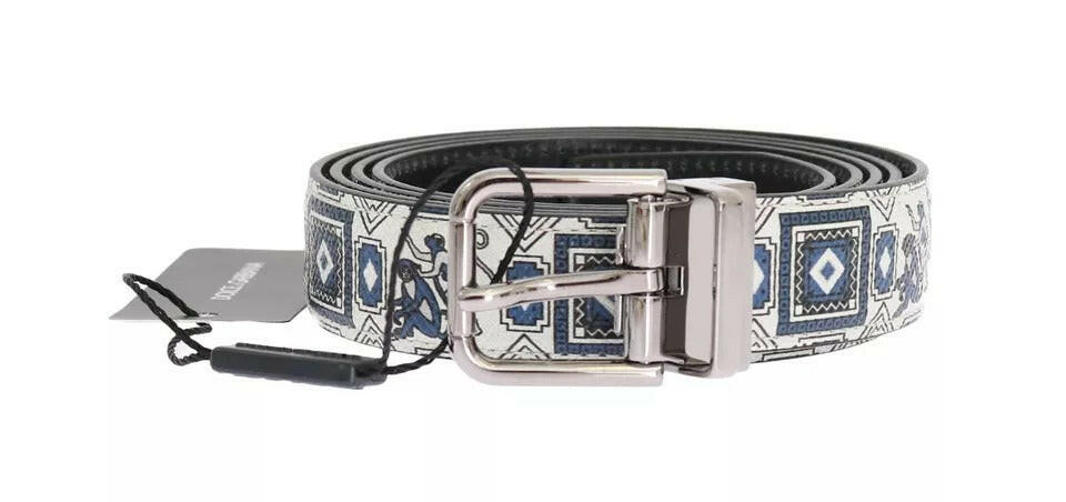 Dolce & Gabbana White Blue Silk Bowtie Leather Belt Gift Box Set -   -  Dolce & Gabbana.