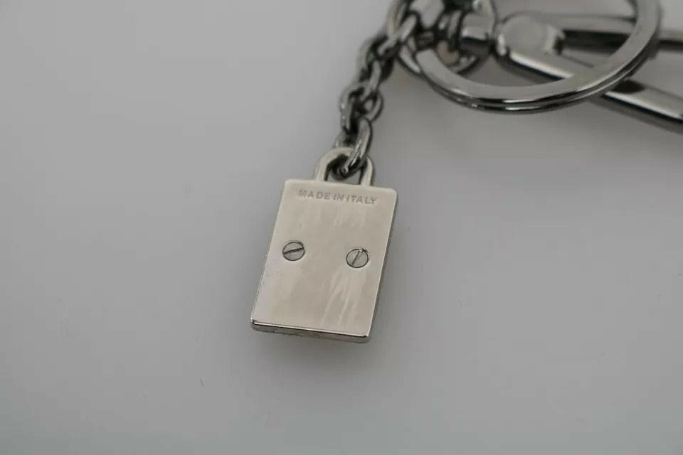 Dolce & Gabbana Silver Leather Dominico Stefano #DGFAMILY Logo Badge Keychain -  Men´s Keychains -  Dolce & Gabbana.