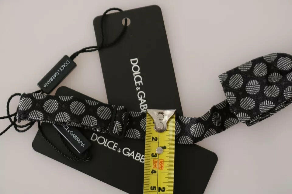 Dolce & Gabbana Black Silk Circles Men Necktie Bow Tie -  Neckties, Men -  Dolce & Gabbana.