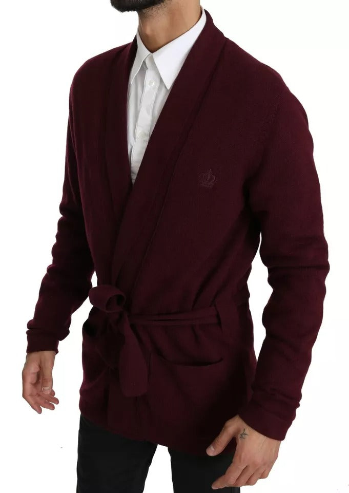 Dolce & Gabbana Bordeaux Cashmere Crown Cardigan Sweater -   -  Dolce & Gabbana.