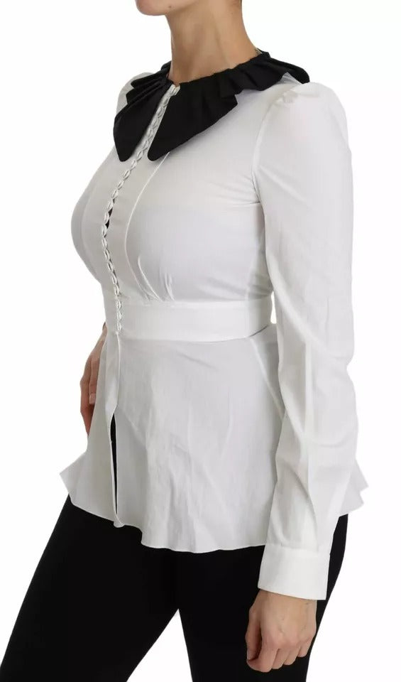 Dolce & Gabbana Black White Decorative Buttons Tops Shirt Blouse -   -  Dolce & Gabbana.
