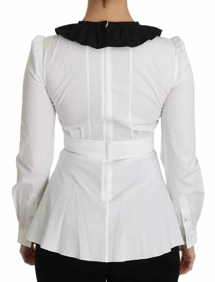 Dolce & Gabbana Black White Decorative Buttons Tops Shirt Blouse -   -  Dolce & Gabbana.
