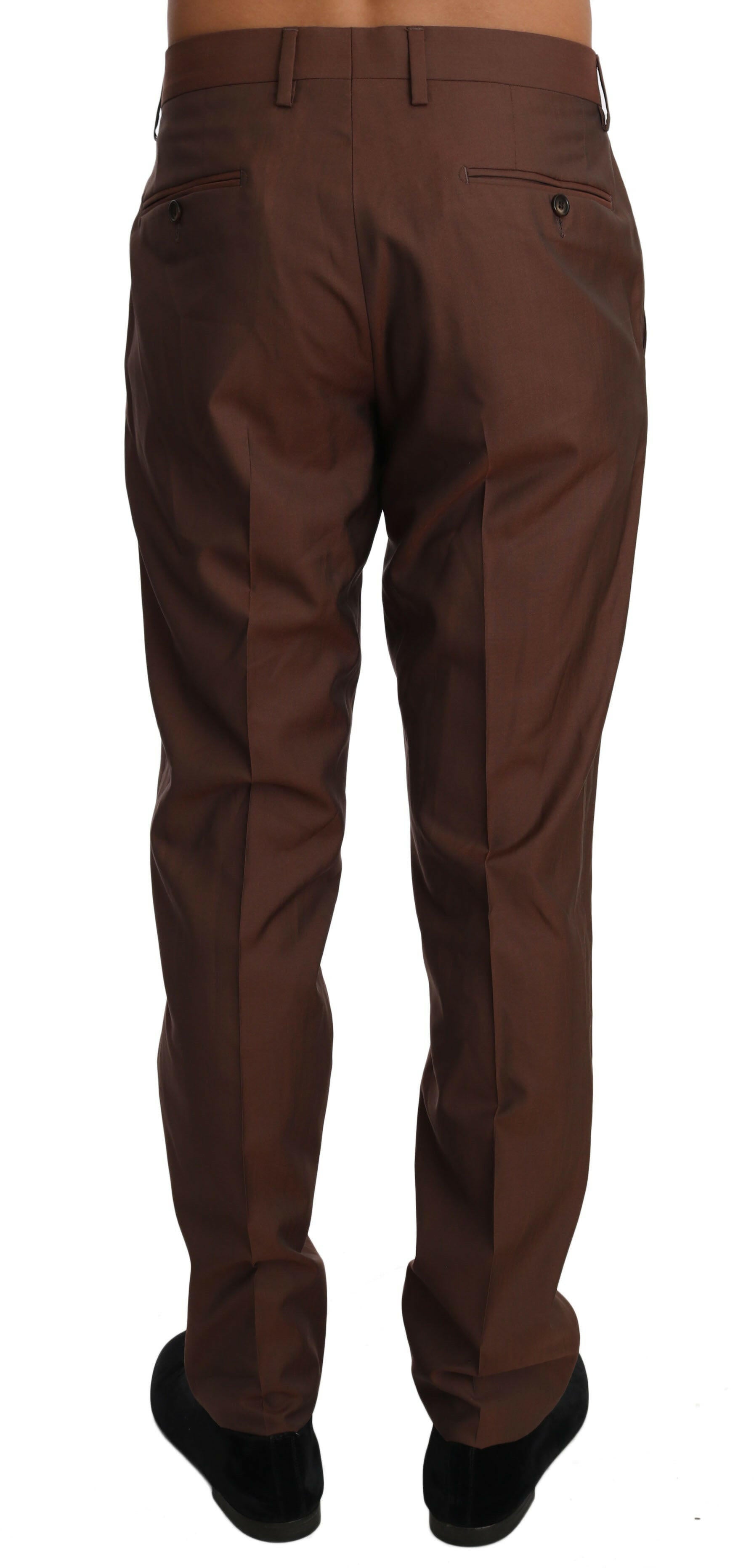 Dolce & Gabbana Brown Wool Silk Formal Trousers Pants -   -  Dolce & Gabbana.