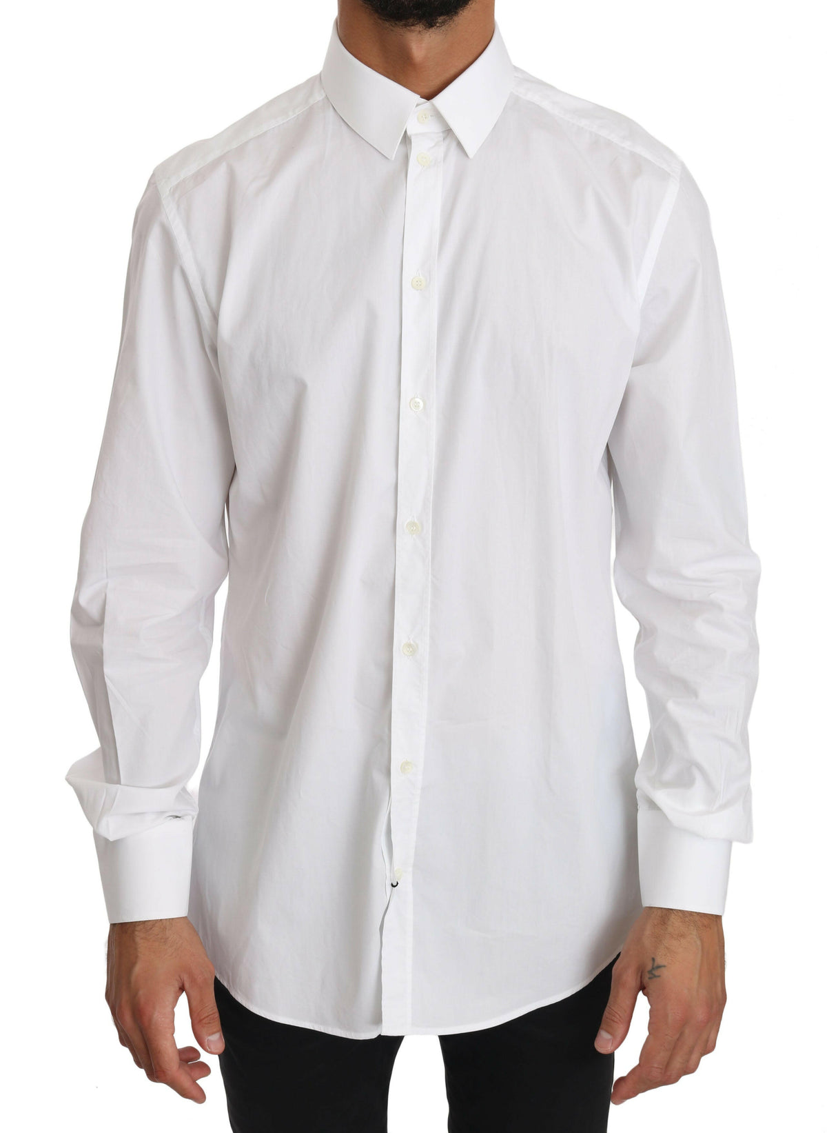 Dolce & Gabbana White Cotton GOLD Dress Shirt -   -  Dolce & Gabbana.