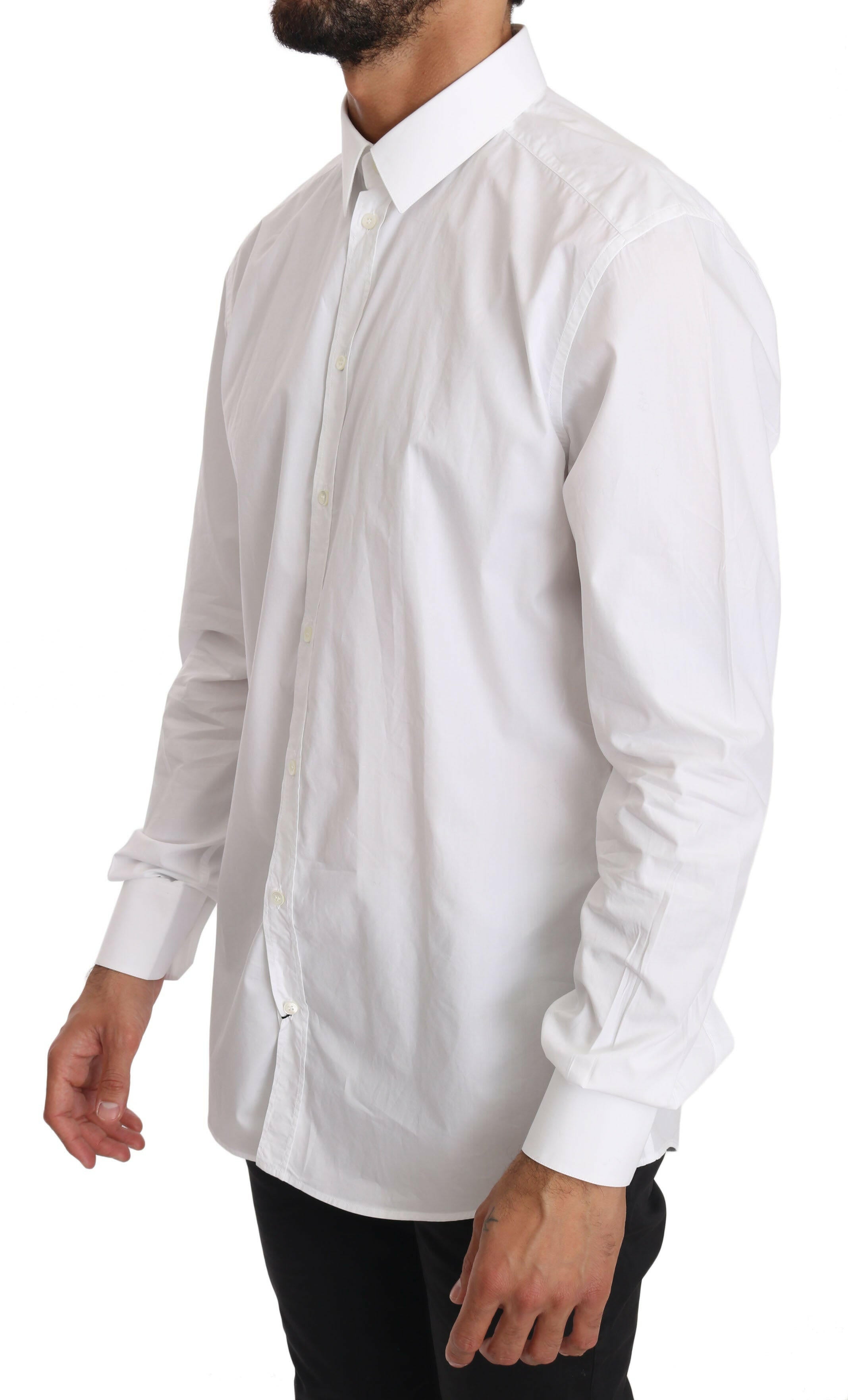 Dolce & Gabbana White Cotton GOLD Dress Shirt -   -  Dolce & Gabbana.