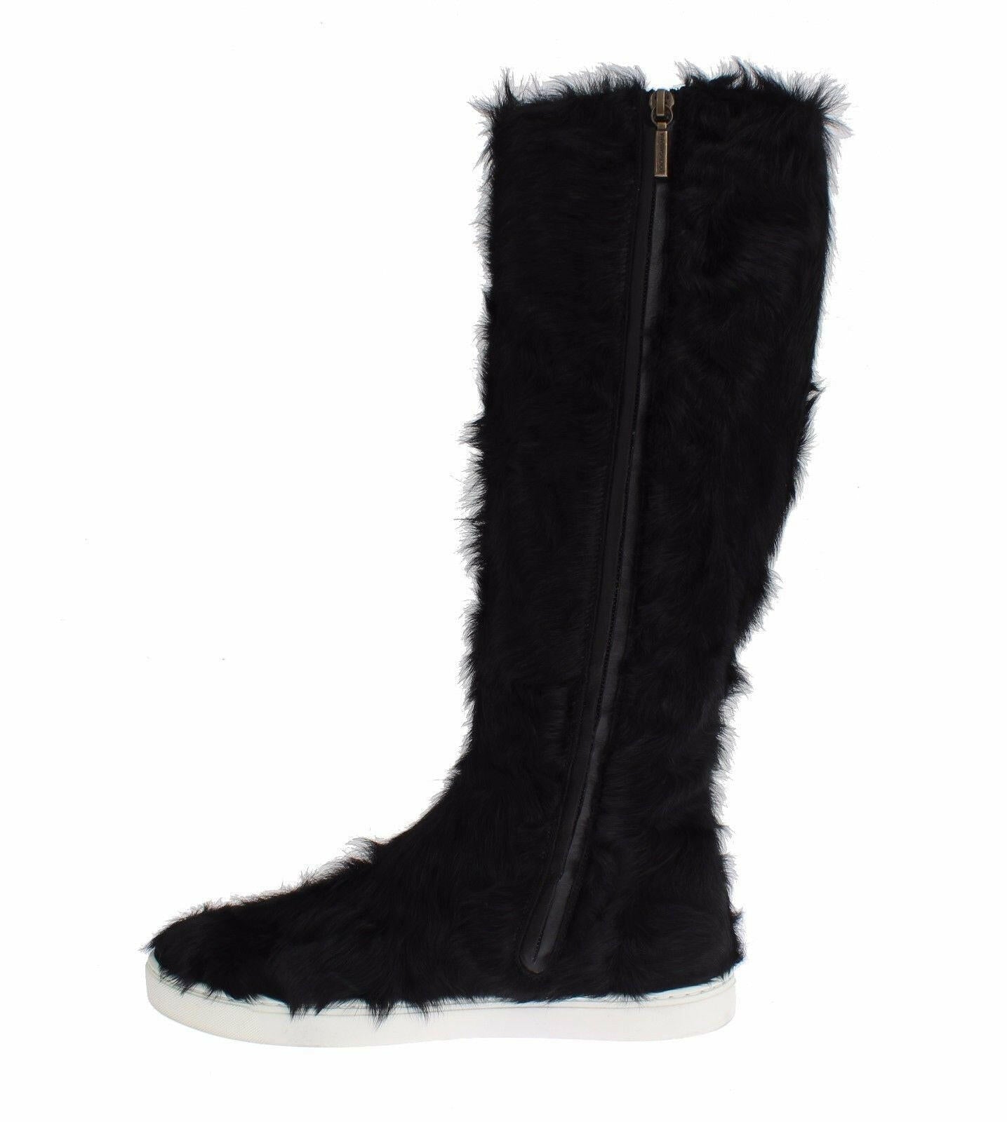 Dolce & Gabbana Black Xiangao Lamb Fur Leather Boots -   -  Dolce & Gabbana.