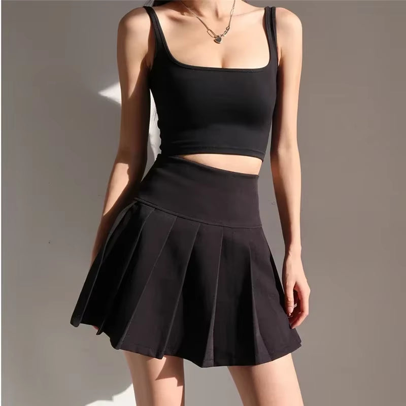Trendy Y2K High Waist Summer Pleated Mini Skirt for Women 2024 - Sexy & Sweet Style -   -  Tiny Lux.