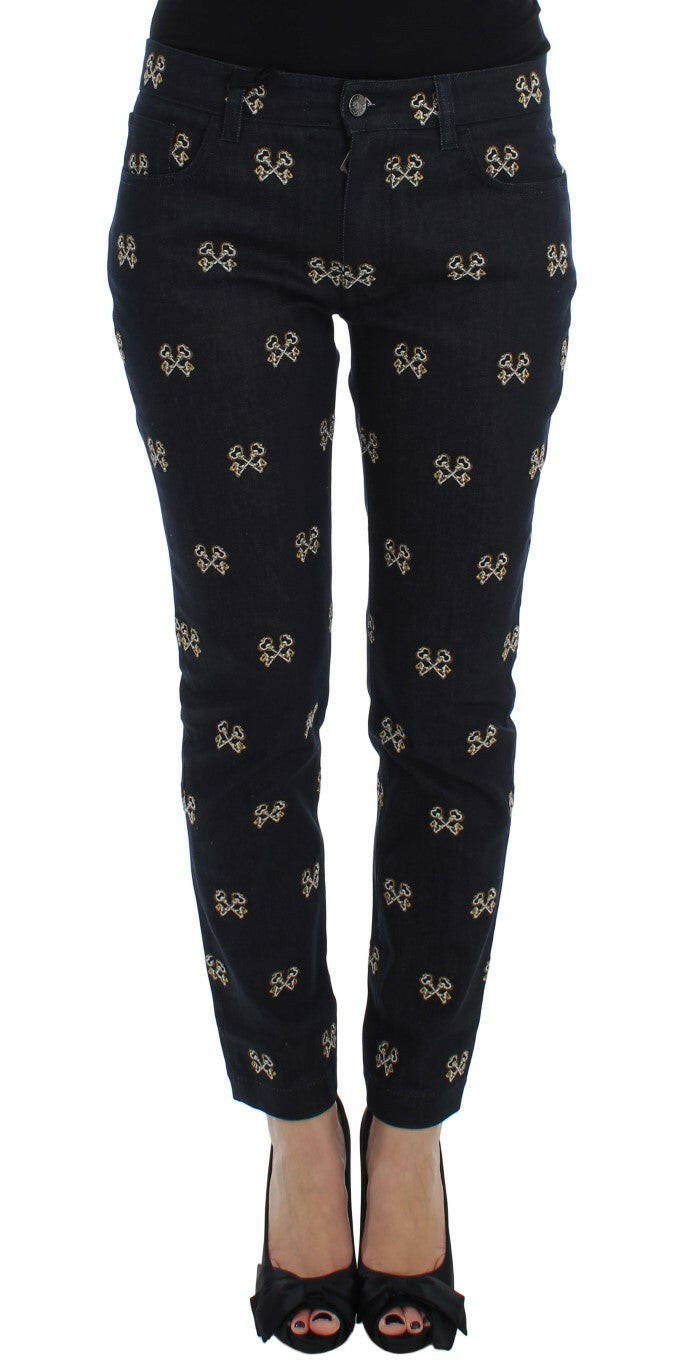 Dolce & Gabbana Blue Key Embroidered Slim Fit KATE Jeans -   -  Dolce & Gabbana.