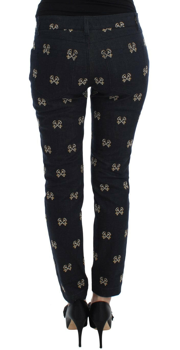 Dolce & Gabbana Blue Key Embroidered Slim Fit KATE Jeans -   -  Dolce & Gabbana.