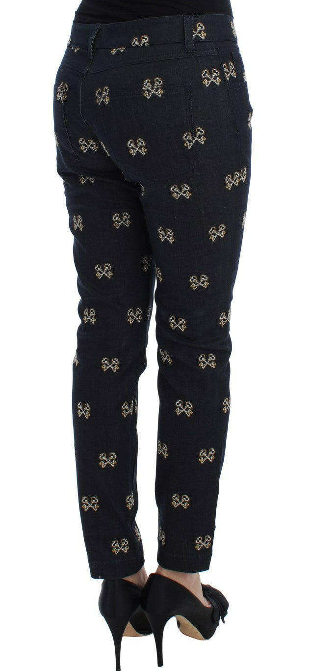 Dolce & Gabbana Blue Key Embroidered Slim Fit KATE Jeans -   -  Dolce & Gabbana.