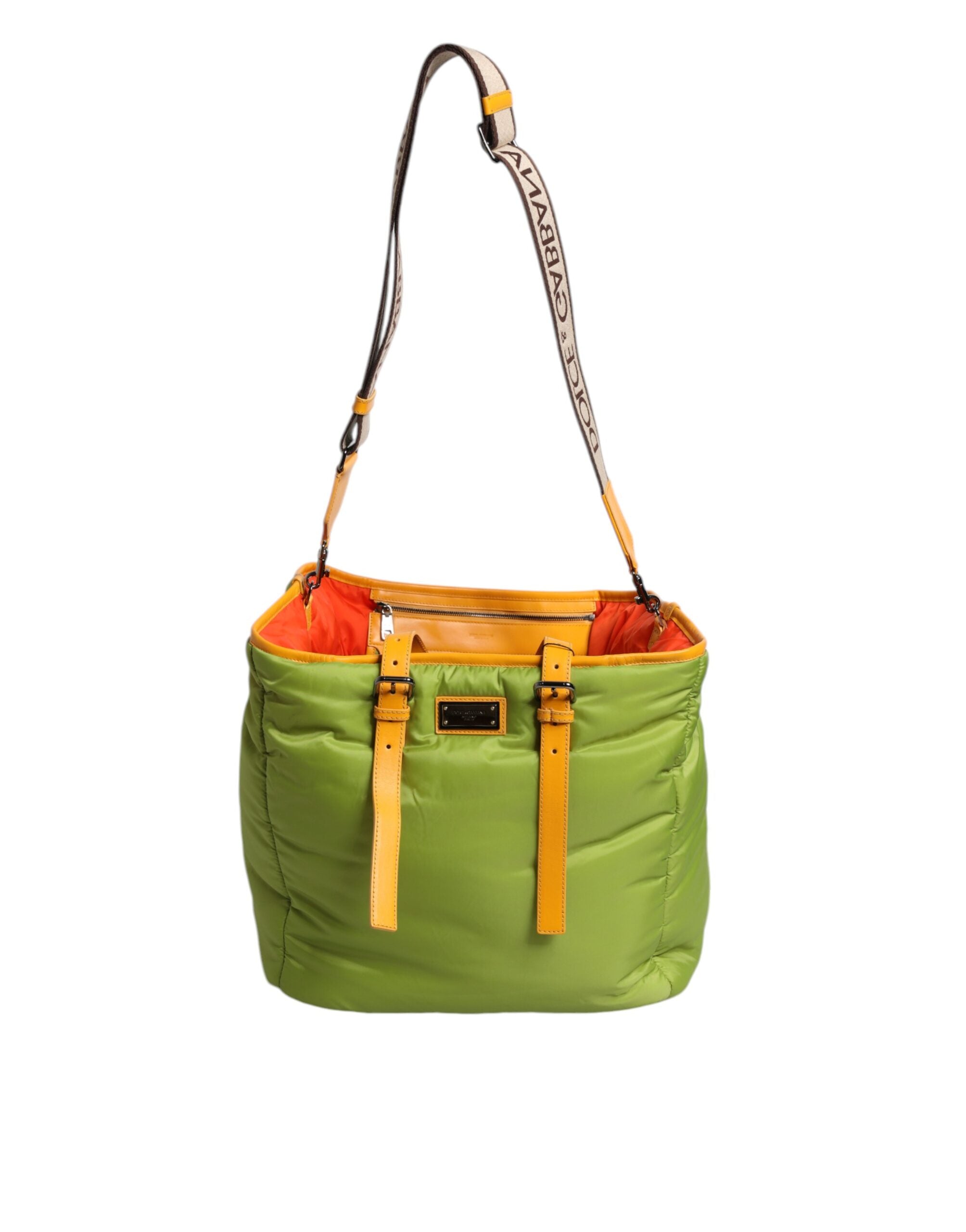 Dolce & Gabbana Green Nylon Padded Logo Plaque Tote Crossbody Bag -   -  Dolce & Gabbana.