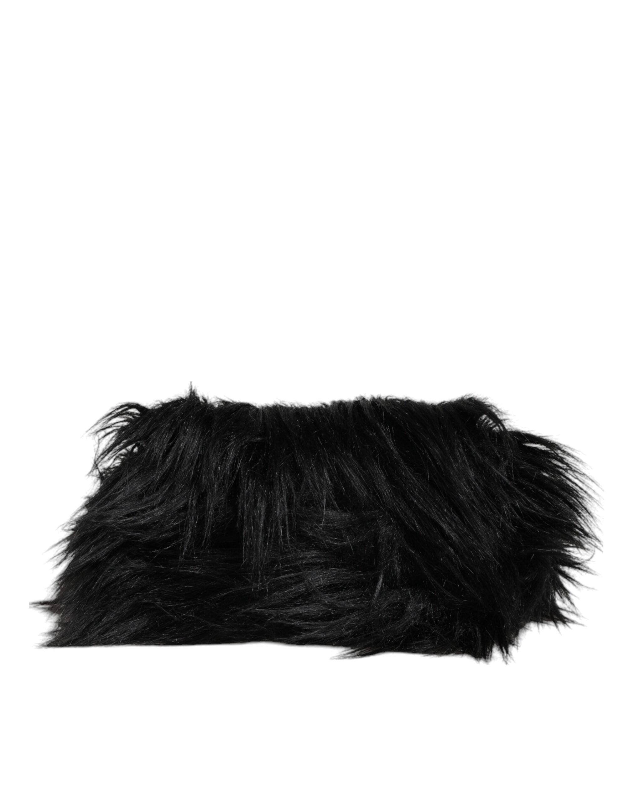 Dolce & Gabbana Black Fur Logo Plaque Double Handle Shoulder Bag -   -  Dolce & Gabbana.